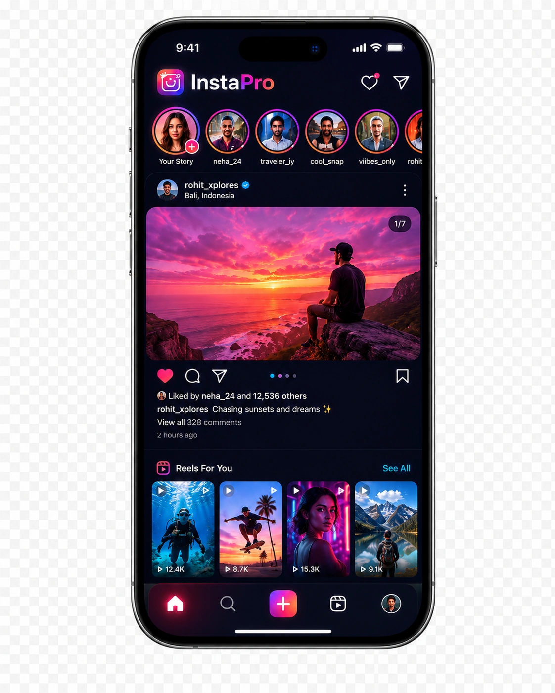 Complete Insta Pro APK home screen mobile mockup